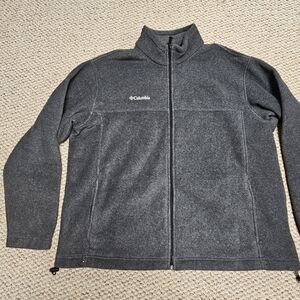 Columbia Fleece Jacket Womens XXL Gray Full Zip Outdoor Hiking EUC
